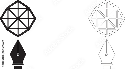 Geometric figure drawn with a pen tip. Vector symbol.