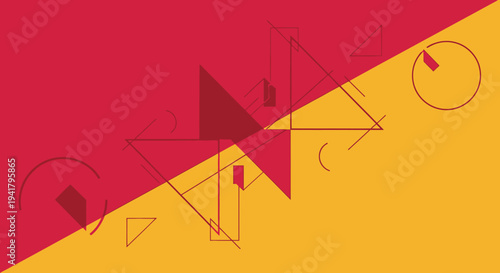 Geometric shapes and lines in a bold divided composition silhouette