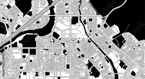 Detailed Black and White City Map Illustration.
