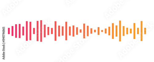 Audio waveform equalizer, music sound signal, colorful voice message, digital sound wave, dj music player, radio frequency form, video editor element, abstract audio signal, vibrant sound spectrum.