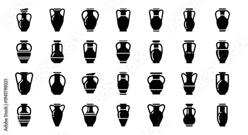 Collection of various kettlebell icons in different designs and styles displayed on a clean white background from a straightforward viewpoint