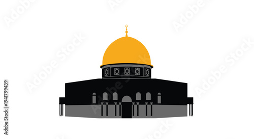 Vector illustration of the dome of the rock in jerusalem on a with yellow and black colors, Generative AI.
