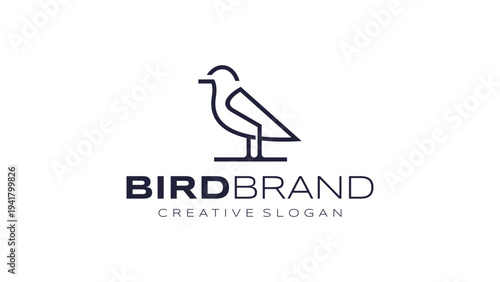 Simple and Elegant Line Art Bird Logo Template with Modern Geometric Concept
