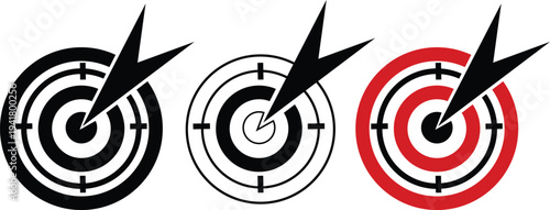Three targets with arrows hitting the bullseye