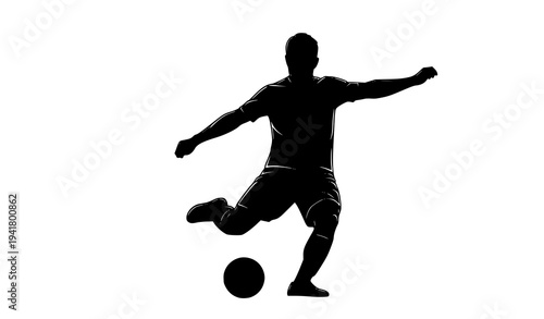 Soccer Player Kicking Ball Silhouette – Football Sports Action Vector