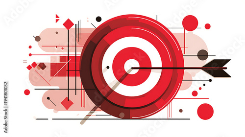 Abstract target design with arrows and geometric shapes