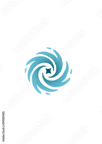 Abstract blue swirl and wave vector illustration featuring a spiral design pattern and circular art concept for business web wallpaper or decorative sea water background