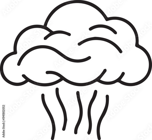 Steam Cloud Line Icon – Hot Vapor Smoke Cartoon Vector Illustration