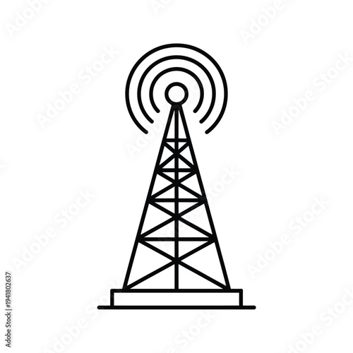 Simple line drawing of a radio transmission tower against a white background