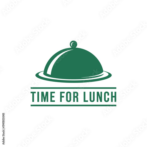 A green food cover illustration accompanied by the text time for lunch