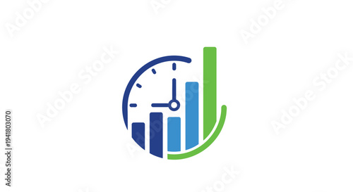 Time management concept with financial growth a modern silhouette