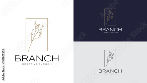 Elegant Minimalist Tree Branch Logo with Linear Lines for Beauty and Aesthetic Brand Identity