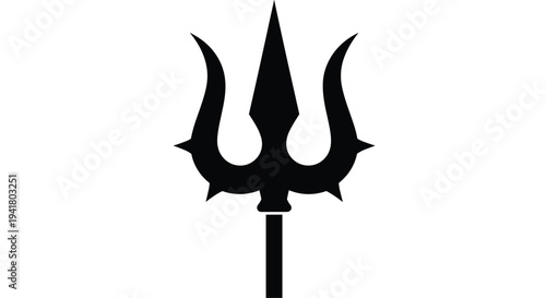 A black silhouette of a trident fork, Generative AI.