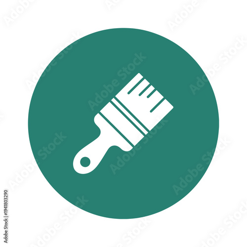 A simple white paintbrush icon centered within a solid teal circle