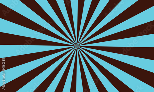 Calm sky blue and rich chocolate brown sunburst pattern with radial emanating lines