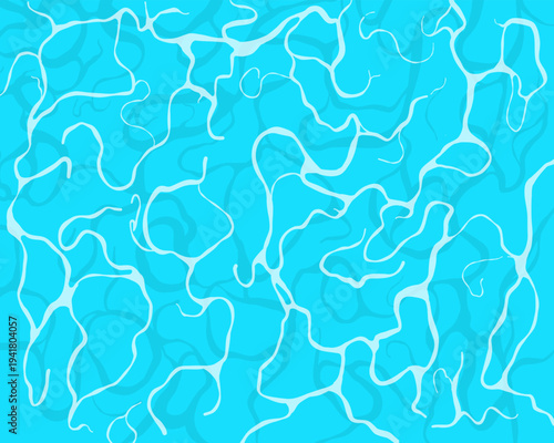 Paddle boarding. Deep blue rippling water in swimming pool and sea with sun reflection and magic feel. 