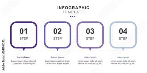 Bilde på lerret A clean and modern infographic template with four steps for business or educatio