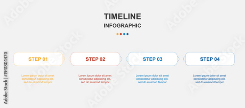 A modern infographic template with a timeline and four steps for business or educational purposes