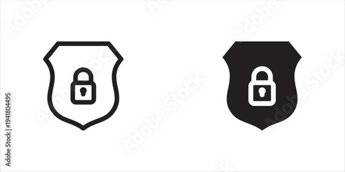 Shield lock icon set line and black design. thin line vector icon set.Vector illustration, eps10.
