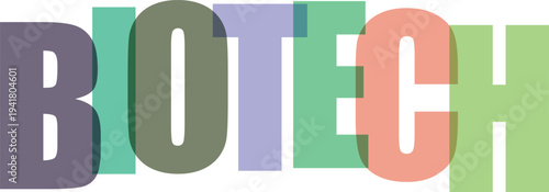 Biotech colorful letters on white background
