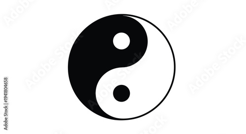 A black and white yin yang symbol on a representing ancient chinese philosophy and harmony, Generative AI.