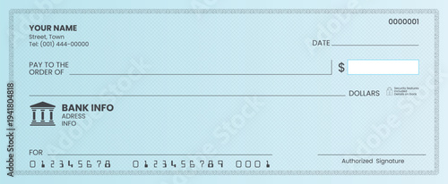 Printable bank cheque mockup.