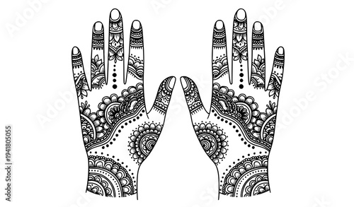 Obraz na płótnie Elegant mehndi henna design vector set with ornamental floral hand patterns for