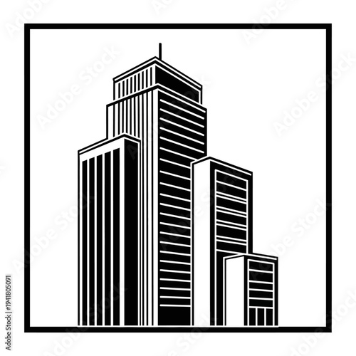 Architectural marvel - A towering skyscraper in monochrome design.