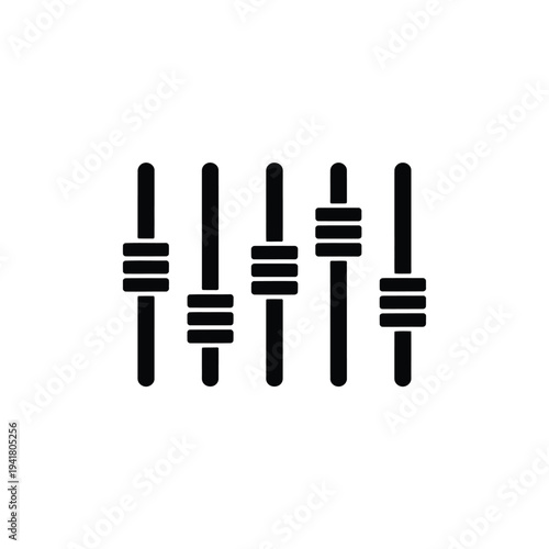 Black equalizer graphic displaying six vertical bars with varying heights