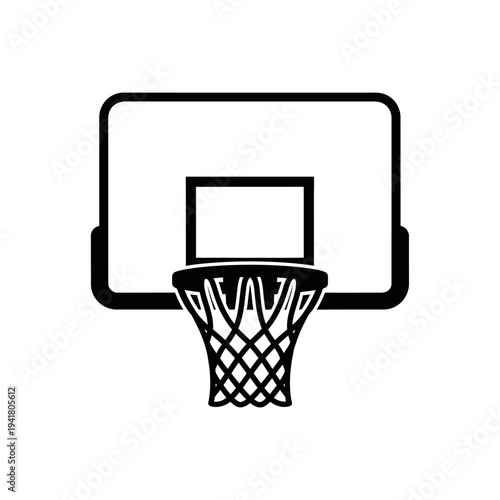 Basketball hoop and backboard illustration.