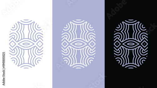 Modern Ethnic Geometric Symbol Vector with Abstract Line Pattern for Minimalist Logo Design