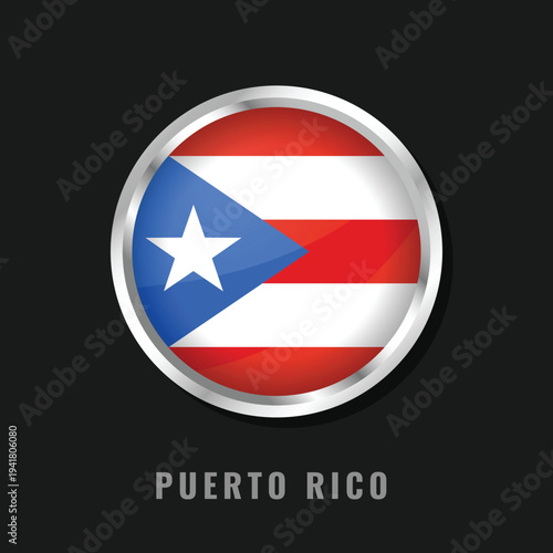 Circular glossy flag of Puerto Rico with a silver frame. Features red and white stripes with a blue triangle and white star, symbolizing the island's vibrant culture and pride. Free Download Circular glossy flag of Puerto Rico with a silver frame. Features red and white stripes with a blue triangle and white star, symbolizing the island's vibrant culture and pride. - GFXLoad