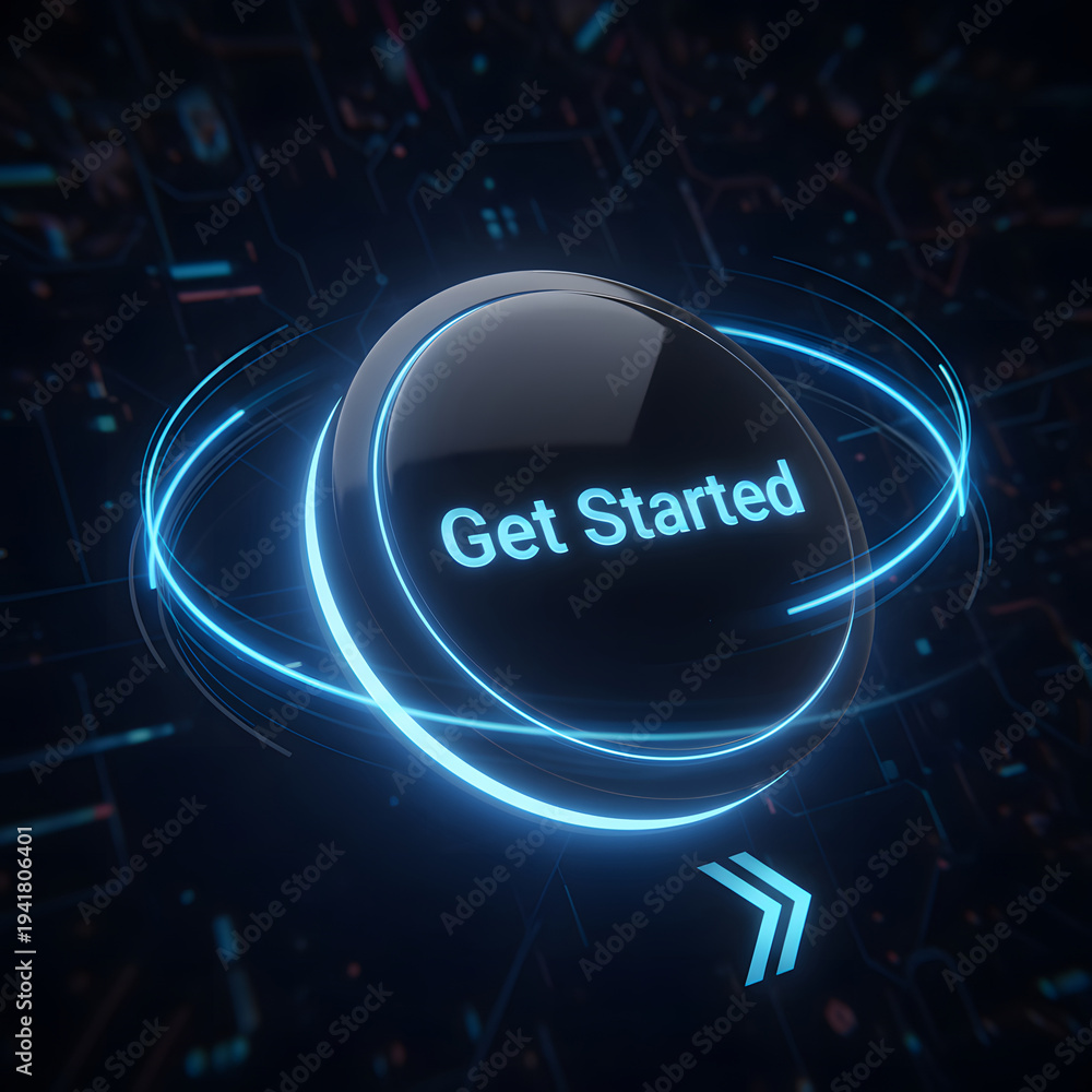 Fototapeta premium Futuristic Get Started Button Technology Interface