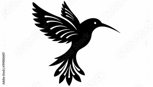 Majestic hummingbird in mid flight with intricate feather details