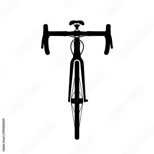 Minimalist Road Bike Silhouette - Front View Illustration.