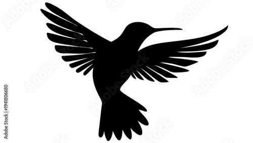 Majestic hummingbird in mid flight with wings spread wide freely