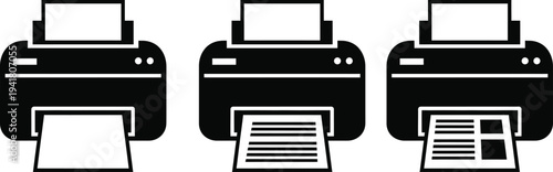 Three printers with different printing stages