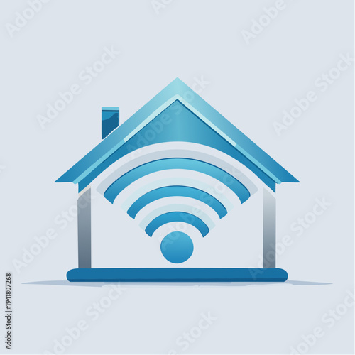 Smart Home Wi-Fi Connection Concept with Wireless Network Signal