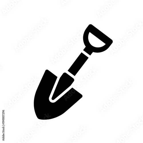 Black and White Shovel Icon Illustration.