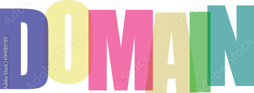 Multicolored Domain Word Text white background