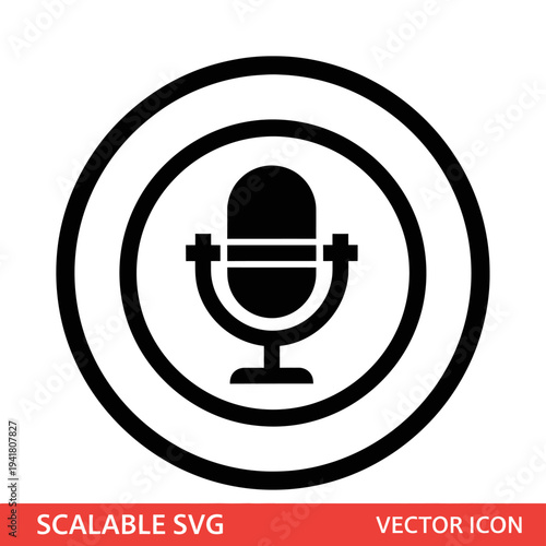 Microphone Icon - Audio Recording and Broadcasting Symbol.