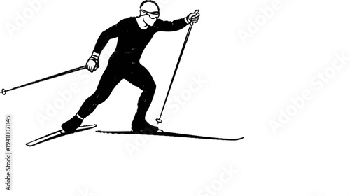 Silhouette of a cross-country skier in motion