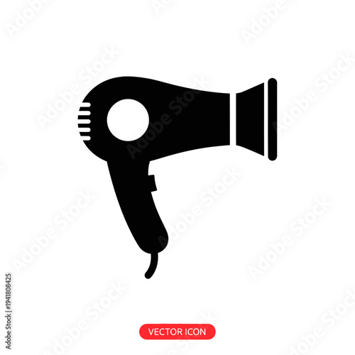 Hair Dryer Silhouette Icon for Styling.