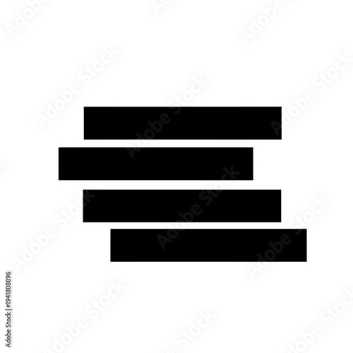 Abstract Black Horizontal Bars on White Background.