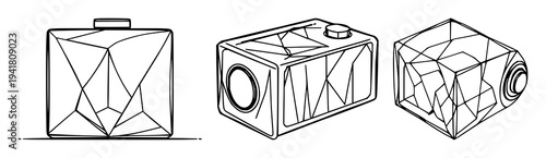 Lithium battery set with abstract line art of a crystalline structure featuring lithium battery, energy, EV with polygonal and crystalline
