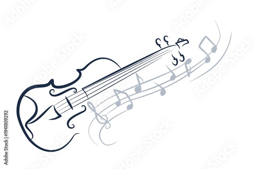 A violin symbol with music notes.
