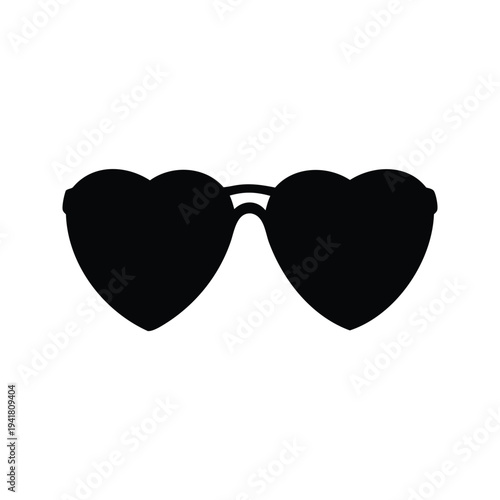 heart shaped sunglasses silhouette vector illustration, Heart-shaped sunglasses silhouette vector illustration showcasing a stylish and modern design