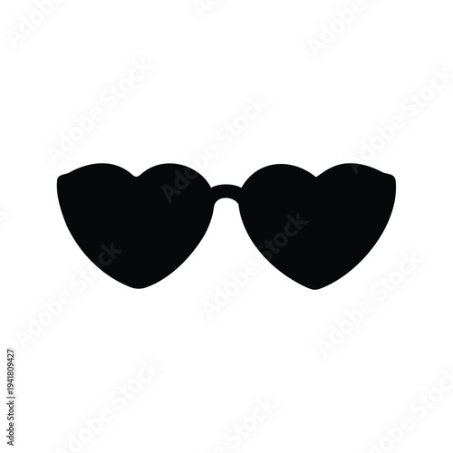 heart shaped sunglasses silhouette vector illustration, Heart-shaped sunglasses silhouette vector illustration showcasing a stylish and modern design