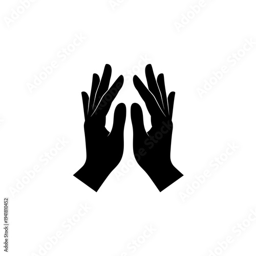 Silhouette of two hands reaching upwards in black.