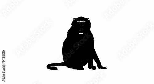 Silhouette of a primate with a shaggy coat and open mouth